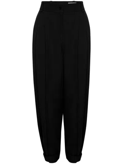 Alexander Mcqueen Cropped High-waisted Tapered Trousers In Black