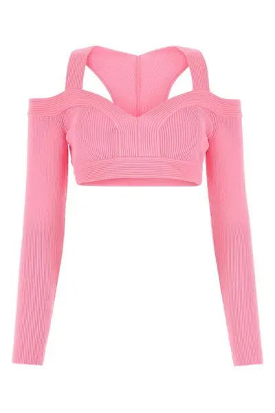 Alexander Mcqueen Cropped Shirt In Pink