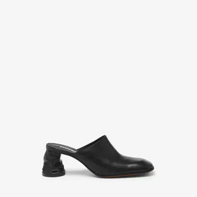 Alexander Mcqueen Crush Leather Mules In Black