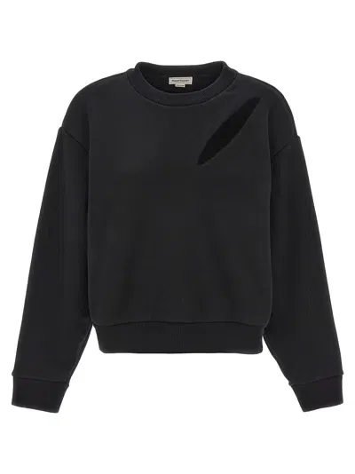 Alexander Mcqueen Cut And Sew Sweatshirt In Black