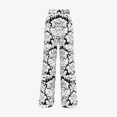 Alexander Mcqueen Damask Double-pleat Wide-leg Trousers In 黑色