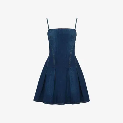 Alexander Mcqueen Denim Mini Dress In Indigo