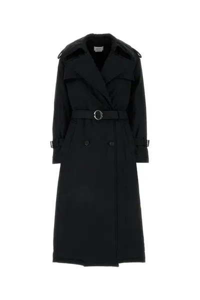 Alexander Mcqueen Double-breasted Trench Coat In Black