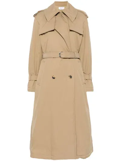 Alexander Mcqueen Double-breasted Trench Coat In Brown