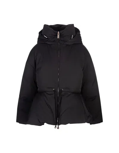 Alexander Mcqueen Down Jacket With Ruffles In Black