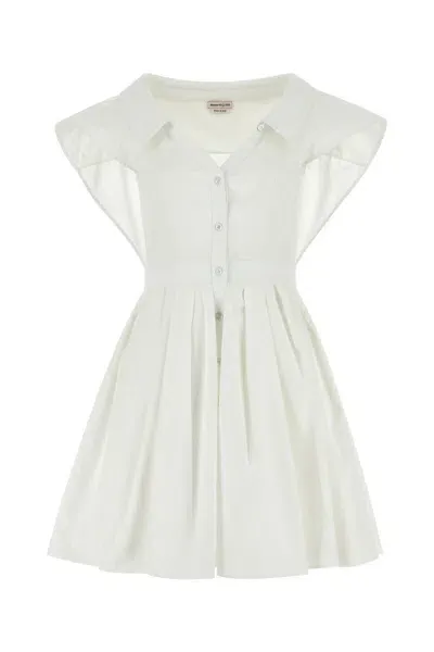 Alexander Mcqueen Dresses In Opticalwhite