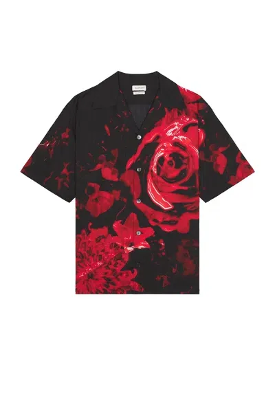 Alexander Mcqueen Dropped Shoulder Shirt In Black & Red