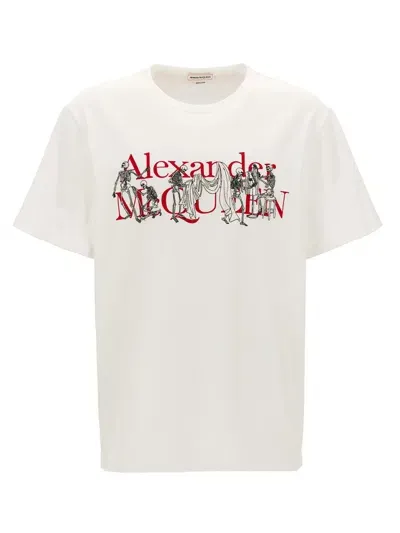 Alexander Mcqueen Embroidery Logo Print T-shirt In Multicolor