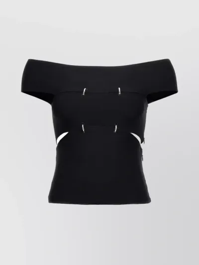 Alexander Mcqueen Cutout Off-the-shoulder Top In Black