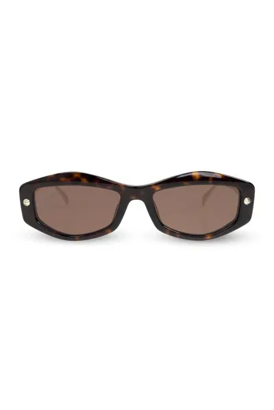 Alexander Mcqueen Eyewear Rectangle Frame Sunglasses In Brown