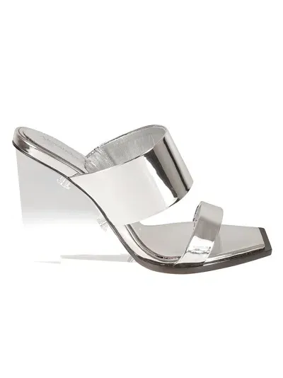 Alexander Mcqueen Fabric Metallic Sandals In Silver