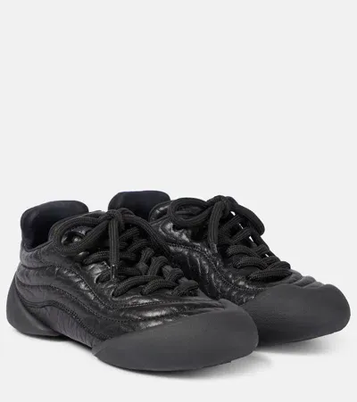 Alexander Mcqueen Flexion Leather Sneakers In Black