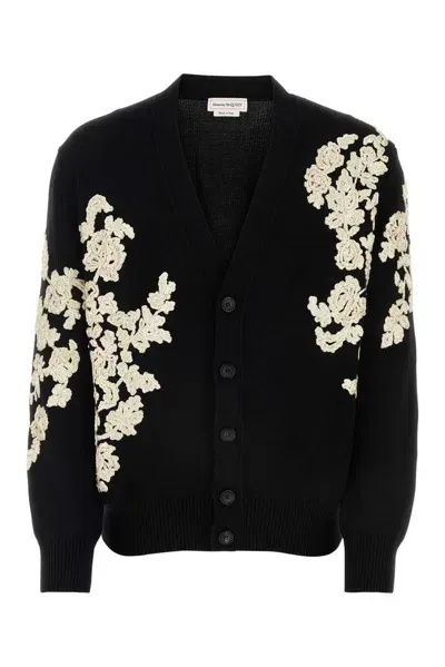 Alexander Mcqueen Floral Crochet In Black