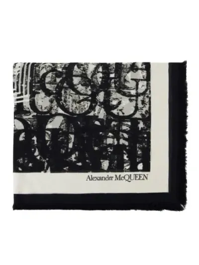 Alexander Mcqueen Stamp Biker Scarf In Black