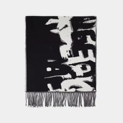 Alexander Mcqueen Graffiti Biker Scarf In Black