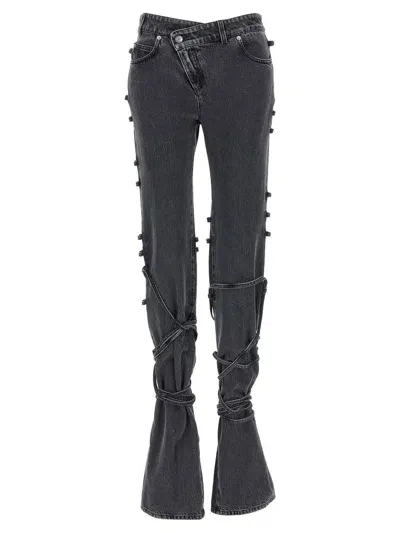 Alexander Mcqueen Jeans Asymmetric Closure In Black