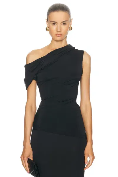 Alexander Mcqueen Jersey One Shoulder Top In Black