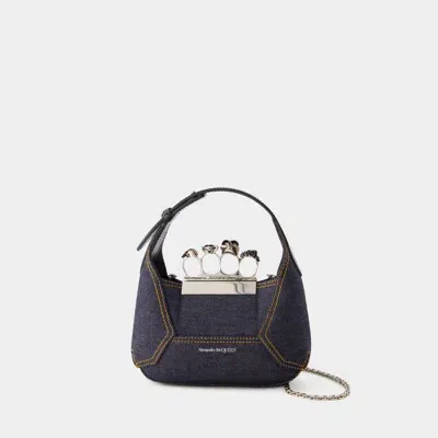 Alexander Mcqueen Jewelled Mini Hobo Bag In Black