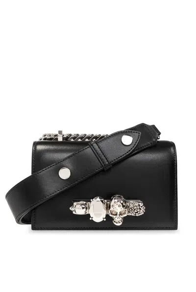 Alexander Mcqueen Jewelled Satchel Mini Shoulder Bag In Black