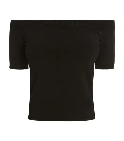 Alexander Mcqueen Knitted Off-the-shoulder Top In Black