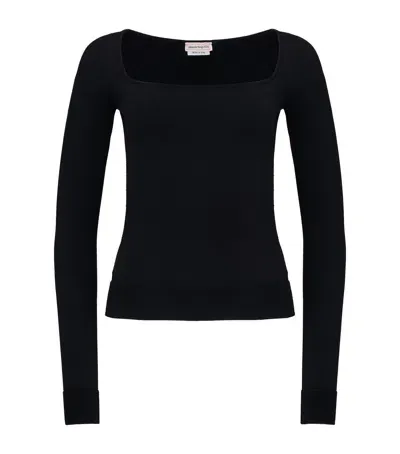 Alexander Mcqueen Knitted Square-neck Top In Black