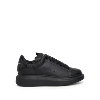 Alexander Mcqueen Larry Croco Leather Sneaker In Black