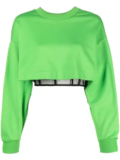 Alexander Mcqueen Layered Cropped Sweatshirt In Grün