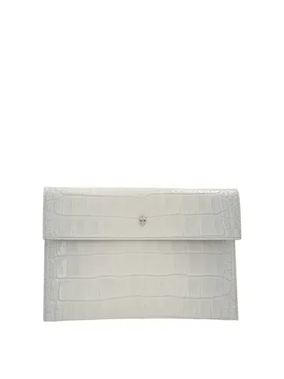 Alexander Mcqueen Leather Clutch In Gris