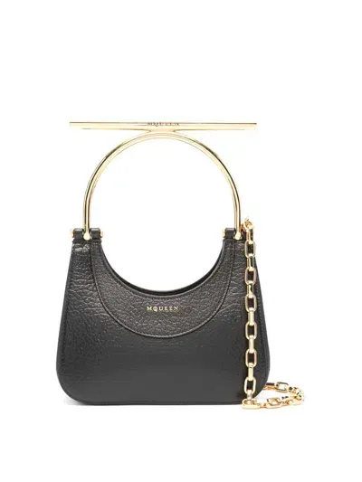 Alexander Mcqueen Leather  Cross-bar Mini Tote Bag In Black