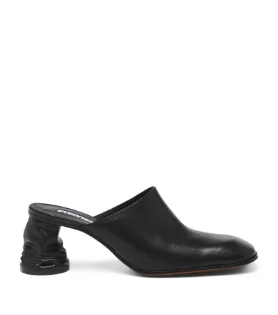 Alexander Mcqueen Leather Crush Heeled Mules 70 In Black