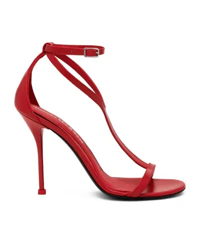 Alexander Mcqueen Leather Harness Heeled Sandals 90 In Red