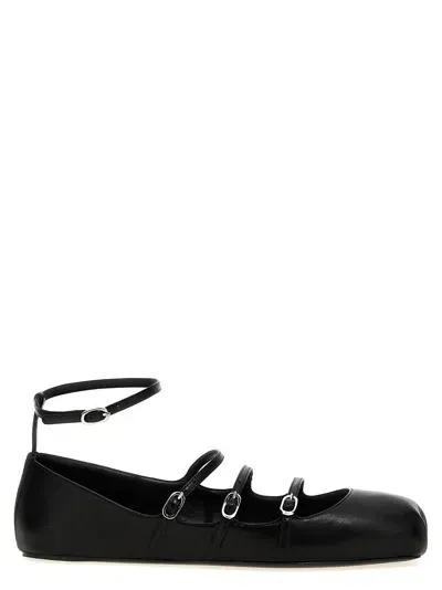 Alexander Mcqueen Leather Strap Ballet Flats In Black