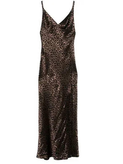 Alexander Mcqueen Leopard Jacquard Slip Dress In Brown