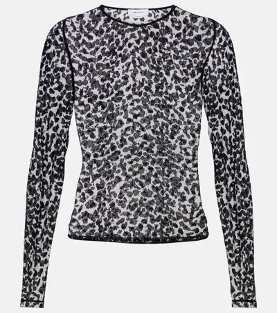 Alexander Mcqueen Leopard-print Mesh Top In Black