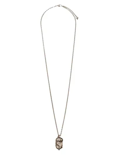 Alexander Mcqueen Logo Necklace In Gray