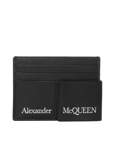 Alexander Mcqueen Logo Printed Cardholder In Black