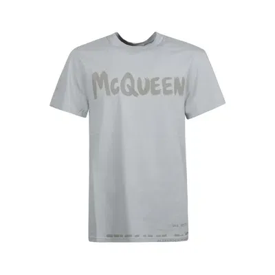 Alexander Mcqueen Logo T-shirt In Gray