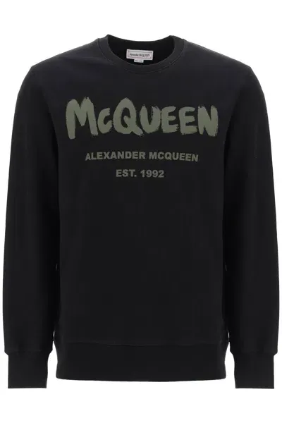 Alexander Mcqueen Mcqueen Graffiti Sweatshirt In Black