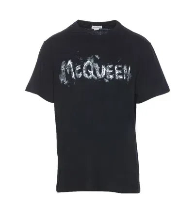 Alexander Mcqueen Mcqueen Graffiti T-shirt In Black