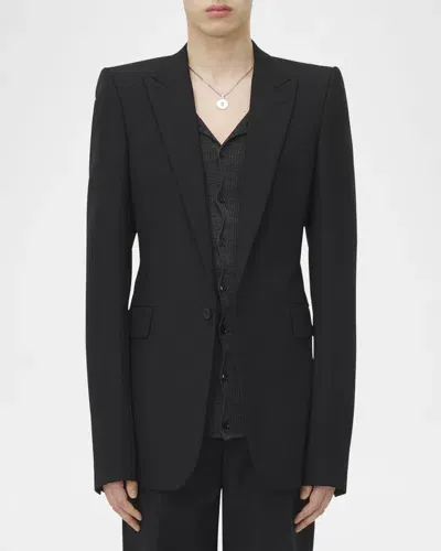 Alexander Mcqueen Men's Stacked Shoulder Peak Sport Coat In Black