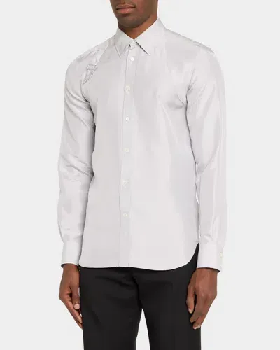 Alexander Mcqueen Men's Tonal Harness Sport Shirt In Dove Grey