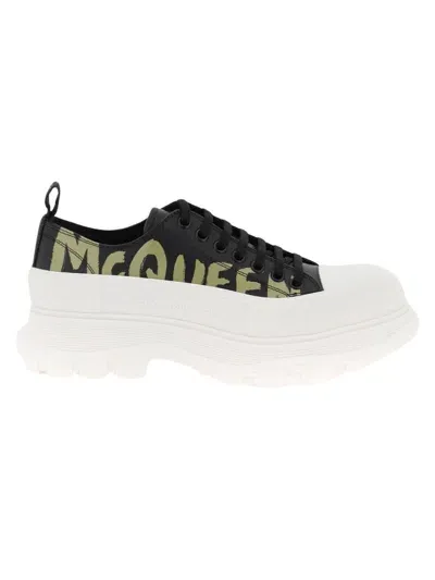 Alexander Mcqueen Tread Slick Lace Up In Black/khaki