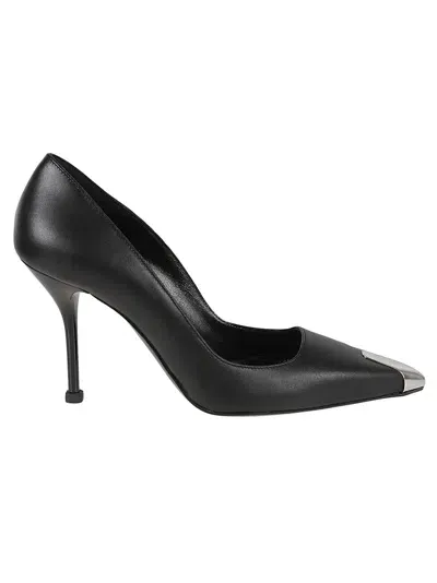 Alexander Mcqueen Metal Toe Pumps In Black/silver