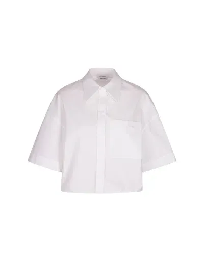 Alexander Mcqueen Military Cropped Boxy Shirt In Optical White