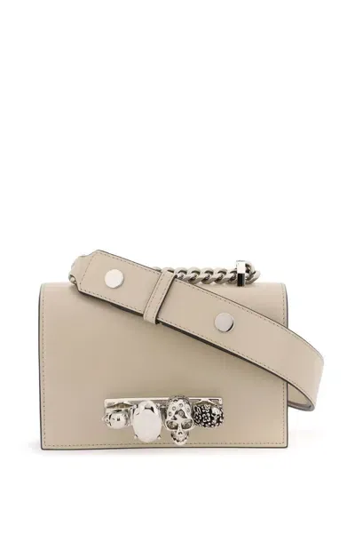 Alexander Mcqueen Jewelled Satchel Mini Shoulder Bag In Beige