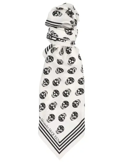 Alexander Mcqueen Mini Skull Scarf In White