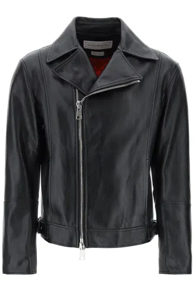 Alexander Mcqueen Nappa Biker Jacket In Black