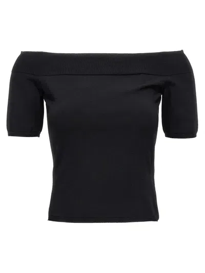 Alexander Mcqueen Off-shoulder Top Tops In Black