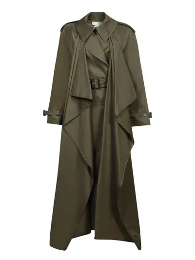 Alexander Mcqueen Oversized Trench In Military Green