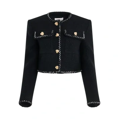 Alexander Mcqueen Patch Pocket Tweed Jacket In Black